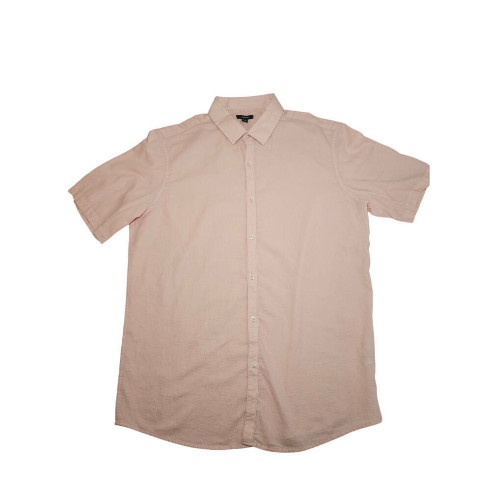 Alfani Men’s Short Sleeve Shirt Pink XL Cotton Button Up Minimalist Preppy
